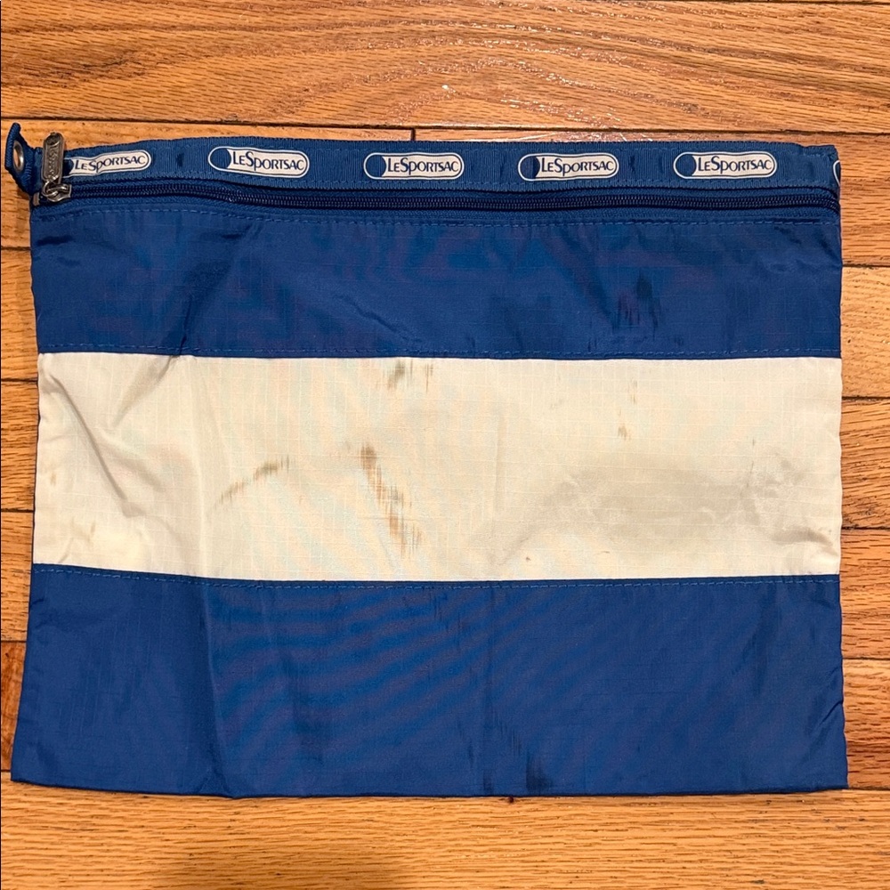 LeSportsac Navy and Cream Striped Pouch